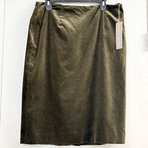 Worth Velvet Olive Green Pencil Skirt Sz 14